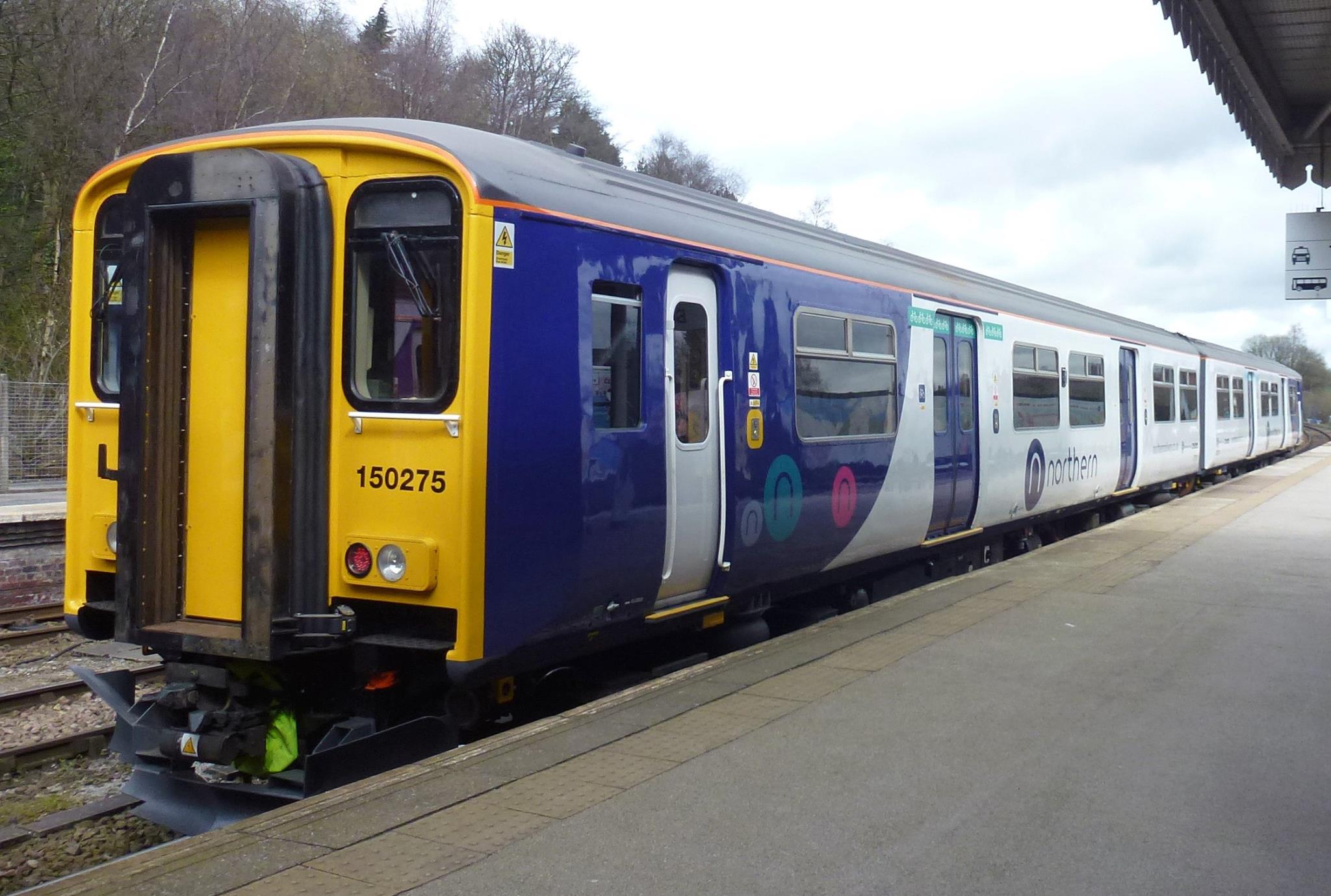 Photo of a typical railway train at a station.