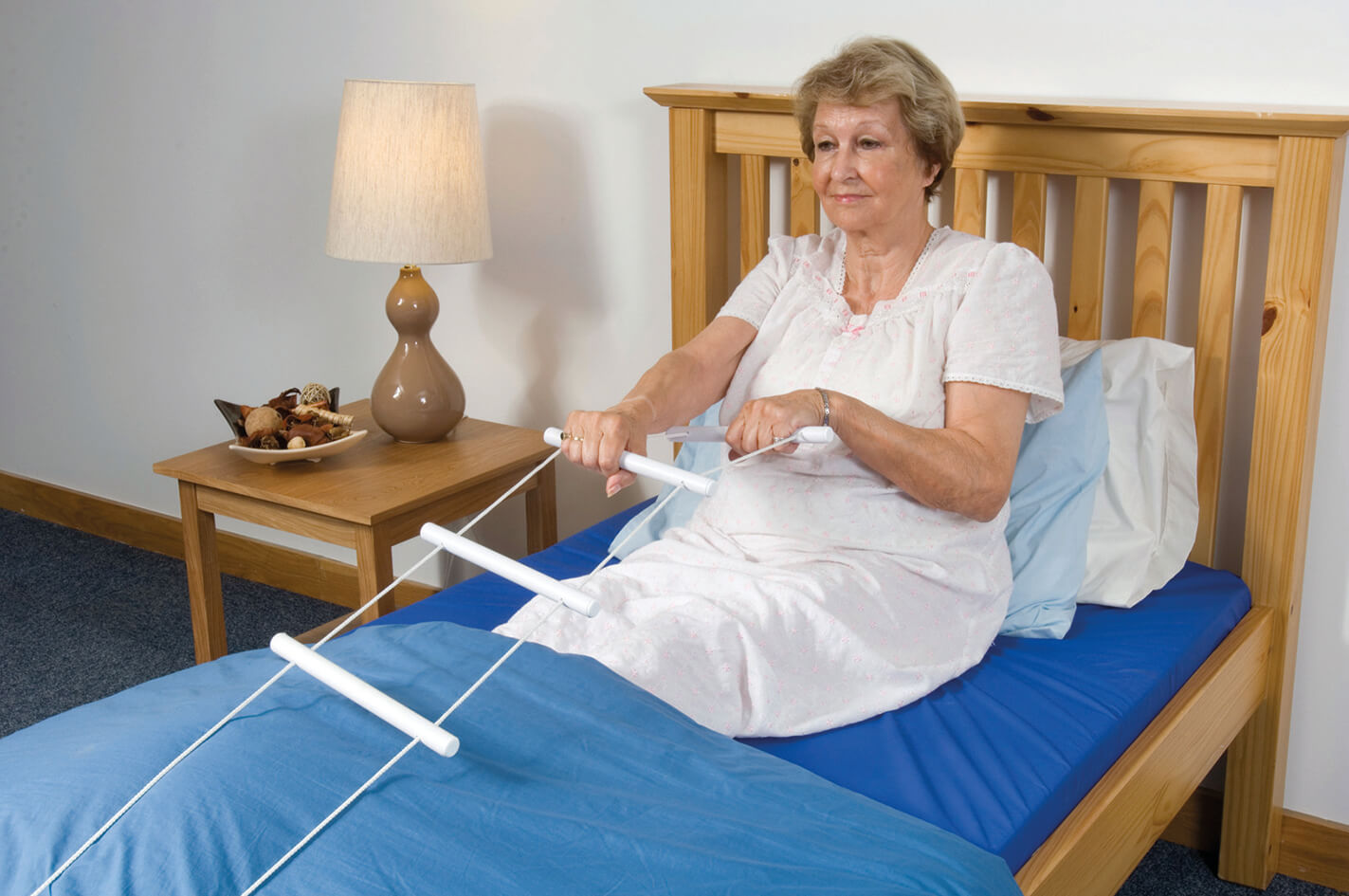 Lady using Bed Rope Ladder