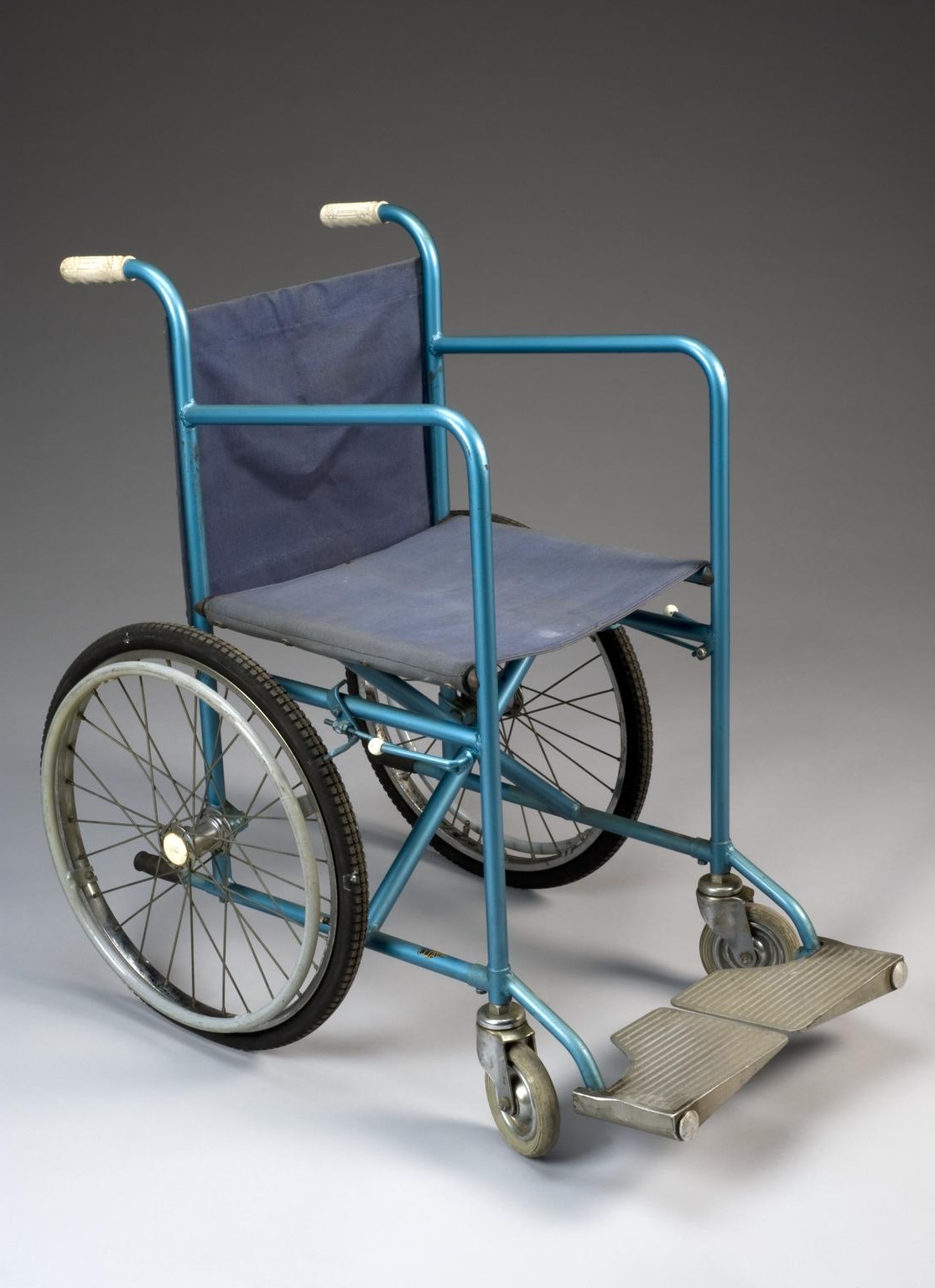 A photo of a blue Model X wheelchair