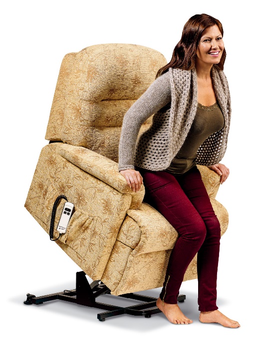 Riser recliner chair (in action.)
