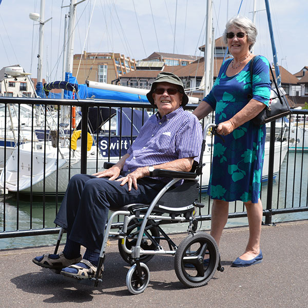A transit wheelchair at Port Solent